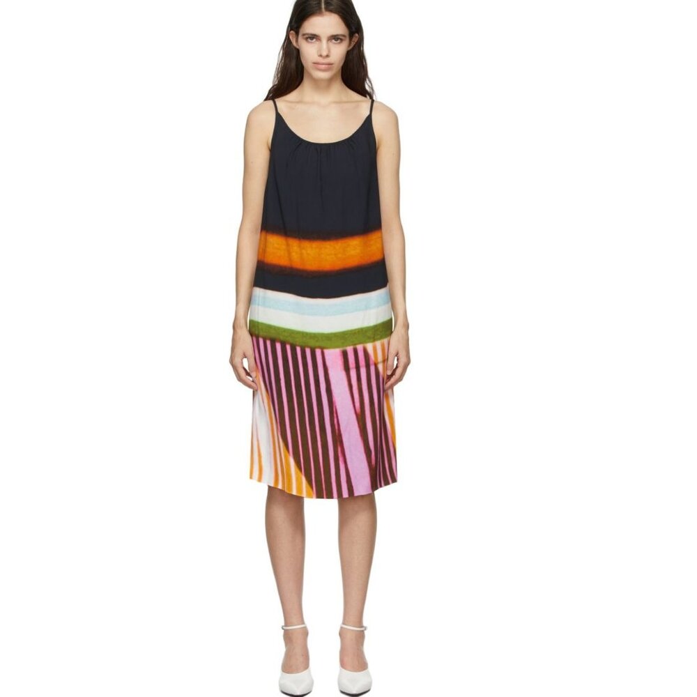 Dries Van Noten Len Lye Edition Diako Sleeveless Midi Dress Black Multi Size 34
